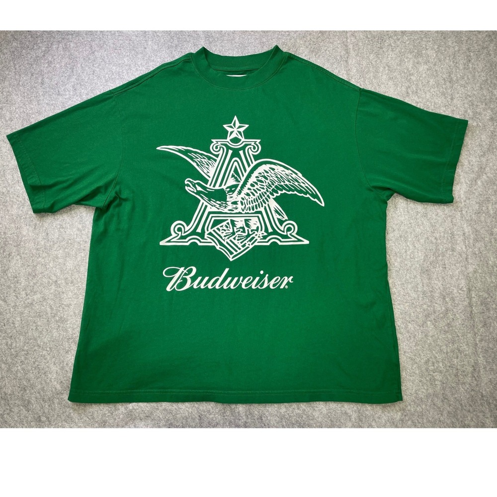 Budweiser Men's Green Graphic Logo T-Shirt